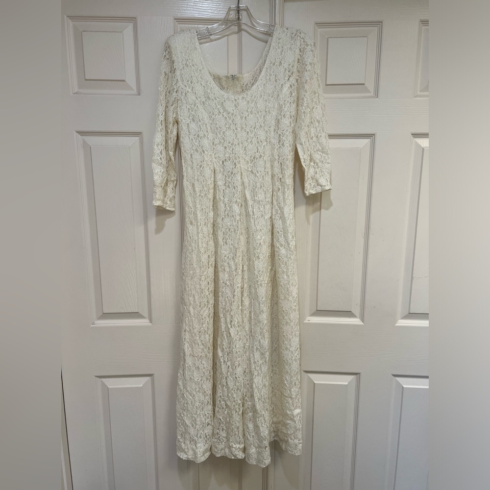 Vintage All That Jazz Lace Romper Jumpsuit Ivory Lace Prairie Cottagecore size 8